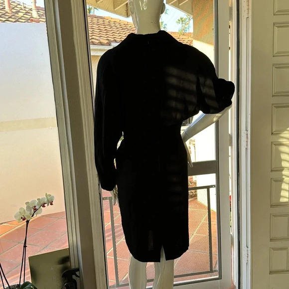 Vintage tuxedo style black dress size 42 or about a us 6 wool - Picture 3 of 16